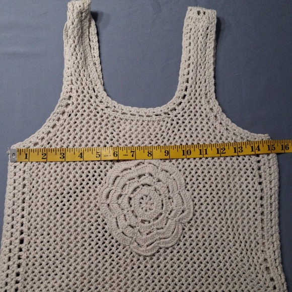 Jessica Simpson Crochet Tank Top Ivory Boho Hippie Open Knit Festival Sz Small - Picture 4 of 8